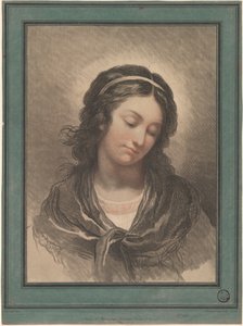 Hlava ženy při pohledu dolů od Gilles Antoine Demarteau after François André Vincent