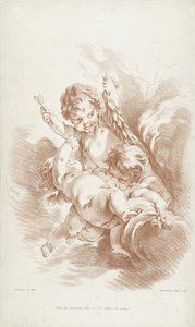 Tři hrající putti na mraky od Gilles Demarteau