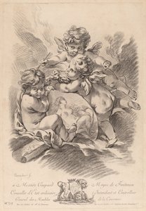 Alegorie obrazu se třemi cherubíny (99) od Gilles Demarteau the Elder after François Boucher