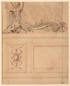 Kresba, Návrh spodní části nástěnného panelu, 1714 od Gilles Marie Oppenord