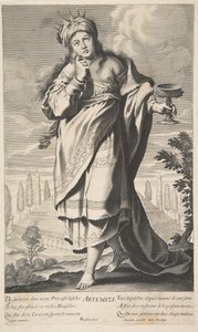 Artemis, ca. 1639-40. Tvůrci: Gilles Rousselet, Abraham Bosse.