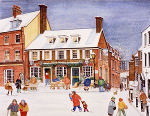 The White Bear, Hampstead, 1990 (akvarel na papíře)