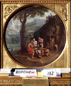 Rodina Enoch (nebo Henoch nebo Enoc nebo Henoc). Rodina Enochů. Obraz Gillis Mostaert (1534-1598). Nizozemské umění, manýrismus. Olej na plátně. Ivan Kramskoy (nebo Kramskoi) Muzeum výtvarného umění ve Voroněži (Voronezh), Rusko.