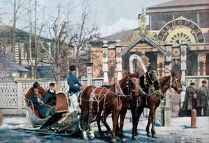 Trojkové saně v Moskvě, Rusko, c1890