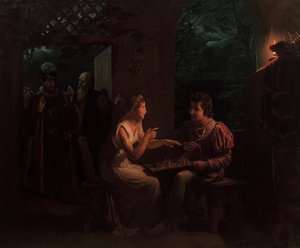 Ferdinand a Miranda hrají šachovou partii, 1822.
