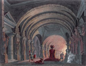 Gioacchino Rossinin (1792-1868) lavastus Semiramidin IV näytökselle, kaiverrus