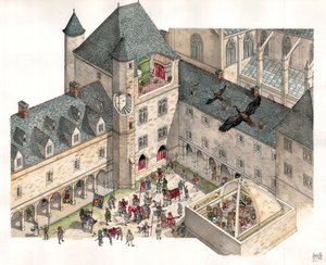 Středověk: pohled na palác burgundských vévodů v Dijonu (Cote d