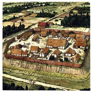 Středověk: rekonstrukce motte (ilustrace) od Giorgio Albertini