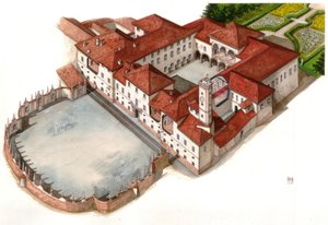 Pohled na palác Arese Borromeo, postavený v 17. století, v Cesano Maderno, Itálie od Giorgio Albertini