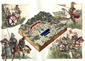 Válka s Góty (535-553) mezi Byzancí a Ostrogóty: bitva u Taginae v červenci 552, která umožnila Justiniánově Byzanci táhnout z Ravenny na Řím.