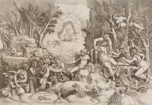 Cephalus truchlí Prokrise (podle kresby Giulio Romano, viz obrázek číslo 27883) od Giorgio Ghisi