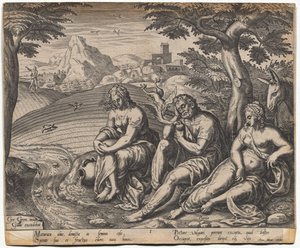 Podobenství o rozsévači a semeni: Semeno padající stranou (podle Gerarda Van Groeningena, aktivní Antverpy 1563-1573) od Giorgio Ghisi