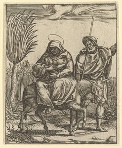 The Virgin of Sorrows: The Flight into Egypt, jeden z devíti okolních oddílů z..., od roku 1575. od Giorgio Ghisi