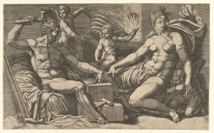 Venuše a Vulkán v Forge, ca. 1555. od Giorgio Ghisi