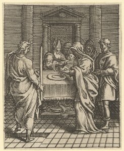 Virgin of Sorrows: The Presentation in the Temple, jeden z devíti okolních oddělení..., do roku 1575. od Giorgio Ghisi