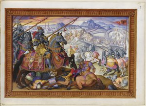 Přidejte MS 33733 f.9 Suleiman a jeho armádu vytlačenou z obležení Vídně od Giorgio Giulio (attr. to) Clovio