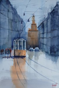 Odrazy boloňské tramvaje od Giorgio Gosti