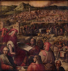 Arnolfo di Cambio ukazuje plán na zvětšení Florencie, 1563-1565 od Giorgio Vasari
