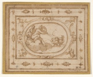 Aurora a Tithonius, studie na jevištní dekoraci pro představení Aretino od Giorgio Vasari