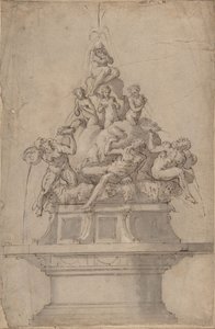Design pro fontánu s říčními bohy a nymfami., 1511-74. od Giorgio Vasari