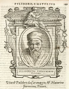 Milán, Biblioteca Braidense, Vite de piv excellent, Giorgio Vasari 1568, Polidoro da Caravaggio od Giorgio Vasari