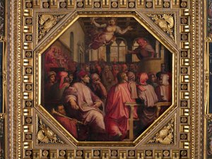 Projev Antonia Giacominiho k válce proti Pise v Sala dei Duecento od Giorgio Vasari