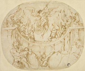 Studie k alegorii dvou florentských kvartýrů od Giorgio Vasari