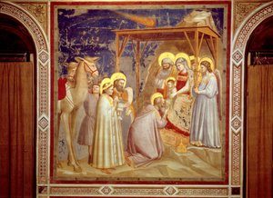 Klanění tří králů, kaple Scrovegni, Padova, kolem 1305 (freska) od Giotto (c.1266-1337)