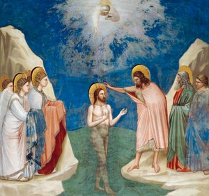 Křest Krista, Detail ze života a umučení Krista, od Giotta od Giotto (c.1266-1337)
