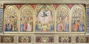 Itálie, Florencie, bazilika Svatého kříže, kaple Bandini Baroncelli, Korunovace Panny Marie od Giotto (c.1266-1337)