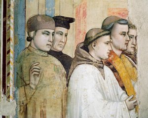 Itálie, Florencie, bazilika svatého Kříže, kaple Bardi, smrt svatého Františka od Giotto (c.1266-1337)