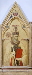 Svatý Mikuláš z Bari, detail z Badia Polyptych, cca 1300, od Giotta (1267-1337), tempera na panelu, 91x334 cm od Giotto (c.1266 1337)
