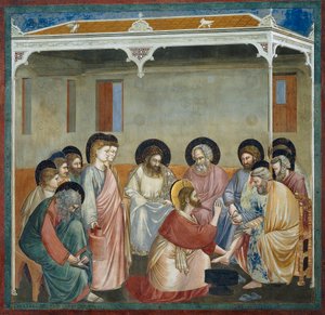 Mytí nohou, detail ze Života a Umučení Krista, Giotto od Giotto (c.1266-1337)