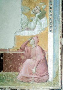 Zjevení svatého Františka biskupovi Guidovi z Assisi, od Giotta (1267-1337), freska, detail, bazilika Santa Croce, kaple Bardi, Florencie od Giotto (c.1266-1337)
