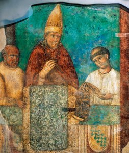 Bonifác VIII. oznamuje Svatý rok, freska od Giotta (1267-asi 1337), archbazilika svatého Jana Lateránského, Řím, Itálie