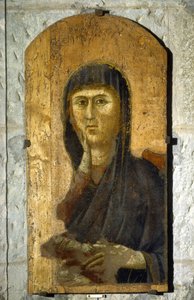 Madonna. Portrét Panny Marie na zlatém pozadí. Obraz od Giotta di Bondone (1267 -1337), kolem roku 1290. Tempera na dřevě. Velikost: 81,5 x 41 cm. Borgo San Lorenzo, Pieve.
1610