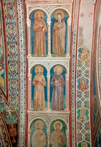 Zastoupení svatých Františka z Assisi, svaté Kláry, sv. Benedikta a sv. Antonína Paduánského (Freska od Giotto (c.1266 1337)