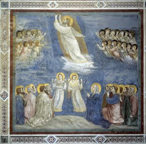 Nanebevstoupení Krista. Freska od Giotta di Bondone (1267-1337)