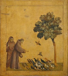 Saint Francois prechant aux oiseaux - Svatý František káže ptákům... od Giotto di Bondone (style of)