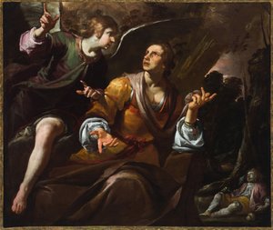 Hagar a anděl, kolem 1640 (olej na plátně)