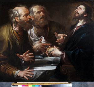 Večeře v Emauzích, kolem 1645-50 (olej na plátně)