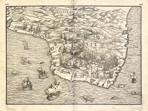 Mapa Brazílie od Giovan Battista Ramusio