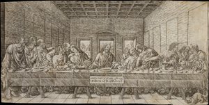 Poslední večeře, se španělem, ca. 1500.