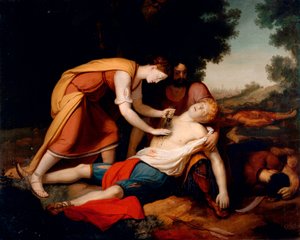 Erminia léčí Tancred, Gerolamo Costa (1777 -?) od Giovanni (1826 1903) Costa