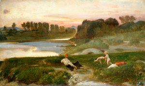 Večerní čas na farmě, Giovanni, známý jako Nino Costa (1826-1903).
