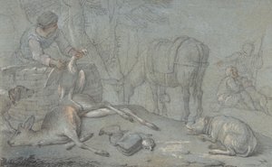 Lovci s mrtvou zvěří v krajině, 1600-1800. od Giovanni Agostino Cassana