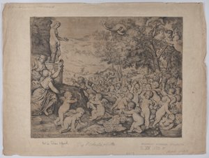 Putti před sochou Venuše, po Tizianovi, 1636.