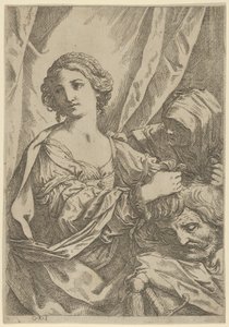 Judita uchopila hlavu Holoferna za vlasy a dívala se doleva, stará žena..., 1600-1640.