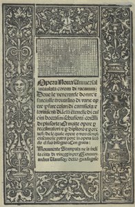 Opera Nova Universali s názvem Corona di racammi, titulní strana recto, [1530].