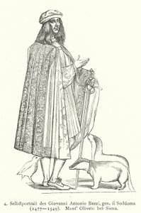 Autoportrét italského renesančního umělce Il Sodoma (Giovanni Antonio Bazzi) (rytina) od Giovanni Antonio Bazzi (after) Sodoma
